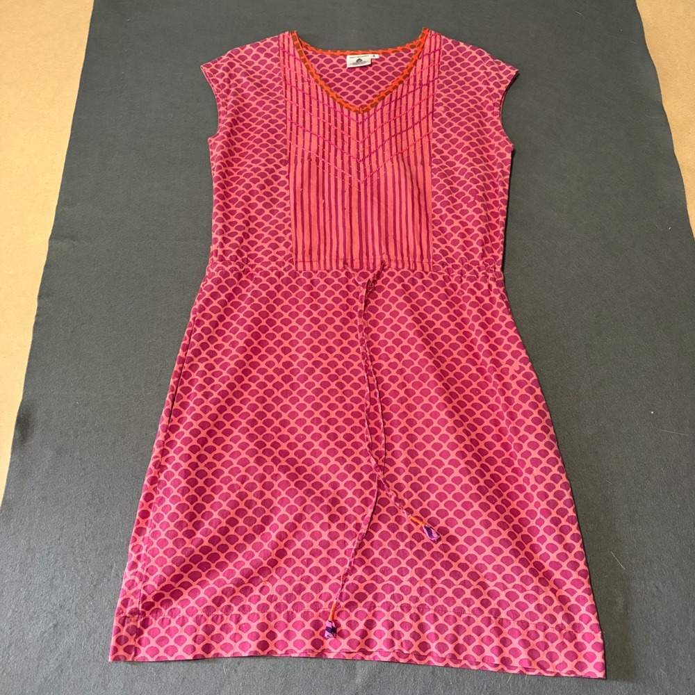 Marketplace Handwork of India Shift Dress Womens Small Pink Travel Boho Cotton